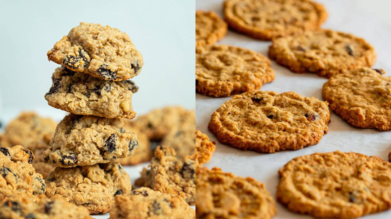 A flat lay comparison of perfectly spread and tough cookies